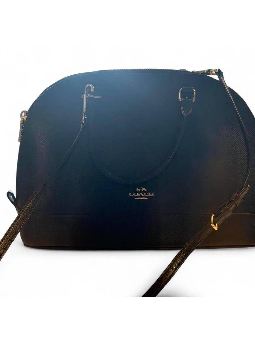 Coach Black Leather Dome Satchel Shoulder Bag